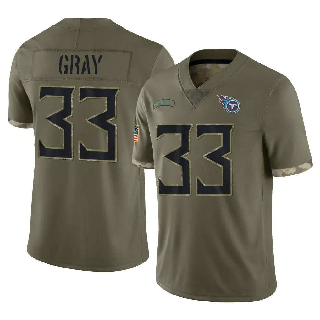 Kdoa T.Titans #33 Cedric Gray Player Olive Limited Salute to Service Home Game Stitched Jerseys