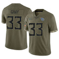 Kdoa T.Titans #33 Cedric Gray Player Olive Limited Salute to Service Home Game Stitched Jerseys