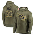 Kdoa T.Titans #33 Cedric Gray Player Olive Salute to Service Pullover Hoodies Home Game Stitched Jerseys