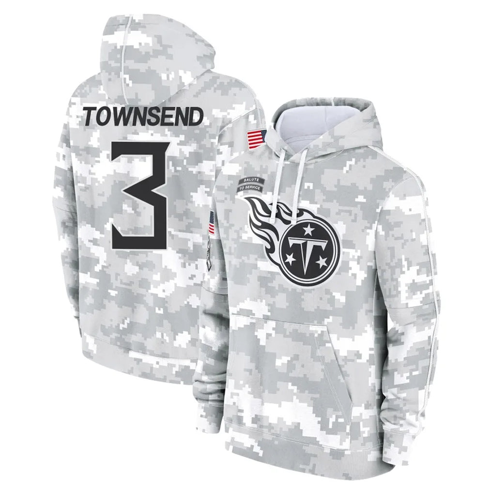 Kdoa T.Titans #3 Tommy Townsend Player Camo Arctic Salute to Service Pullover Hoodies Home Game Stitched Jerseys