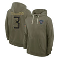 Kdoa T.Titans #3 Tommy Townsend Player Olive Salute to Service Hoodies Home Game Stitched Jerseys