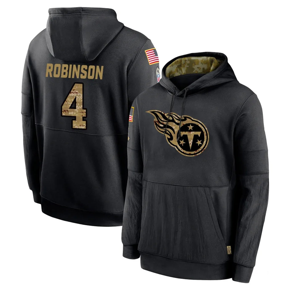 Kdoa T.Titans #4 Wan'Dale Robinson Player Black Salute to Service Sideline Performance Pullover Hoodies Home Game Stitched Jerseys