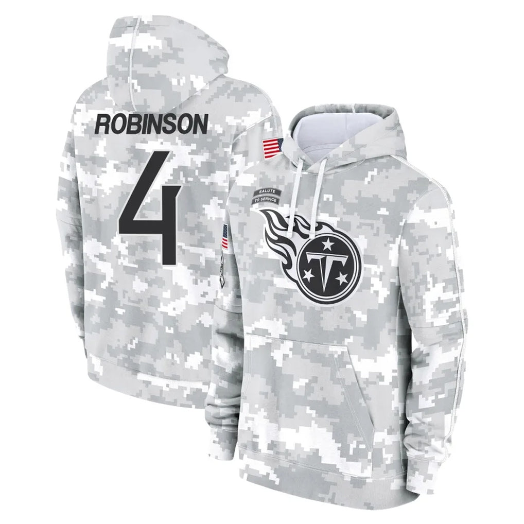Kdoa T.Titans #4 Wan'Dale Robinson Player Camo Arctic Salute to Service Pullover Hoodies Home Game Stitched Jerseys