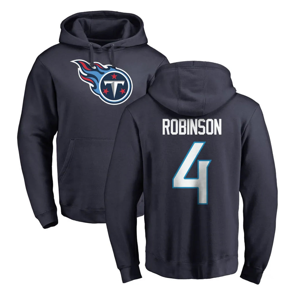 Kdoa T.Titans #4 Wan'Dale Robinson Player Navy Logo Pullover Hoodies Home Game Stitched Jerseys