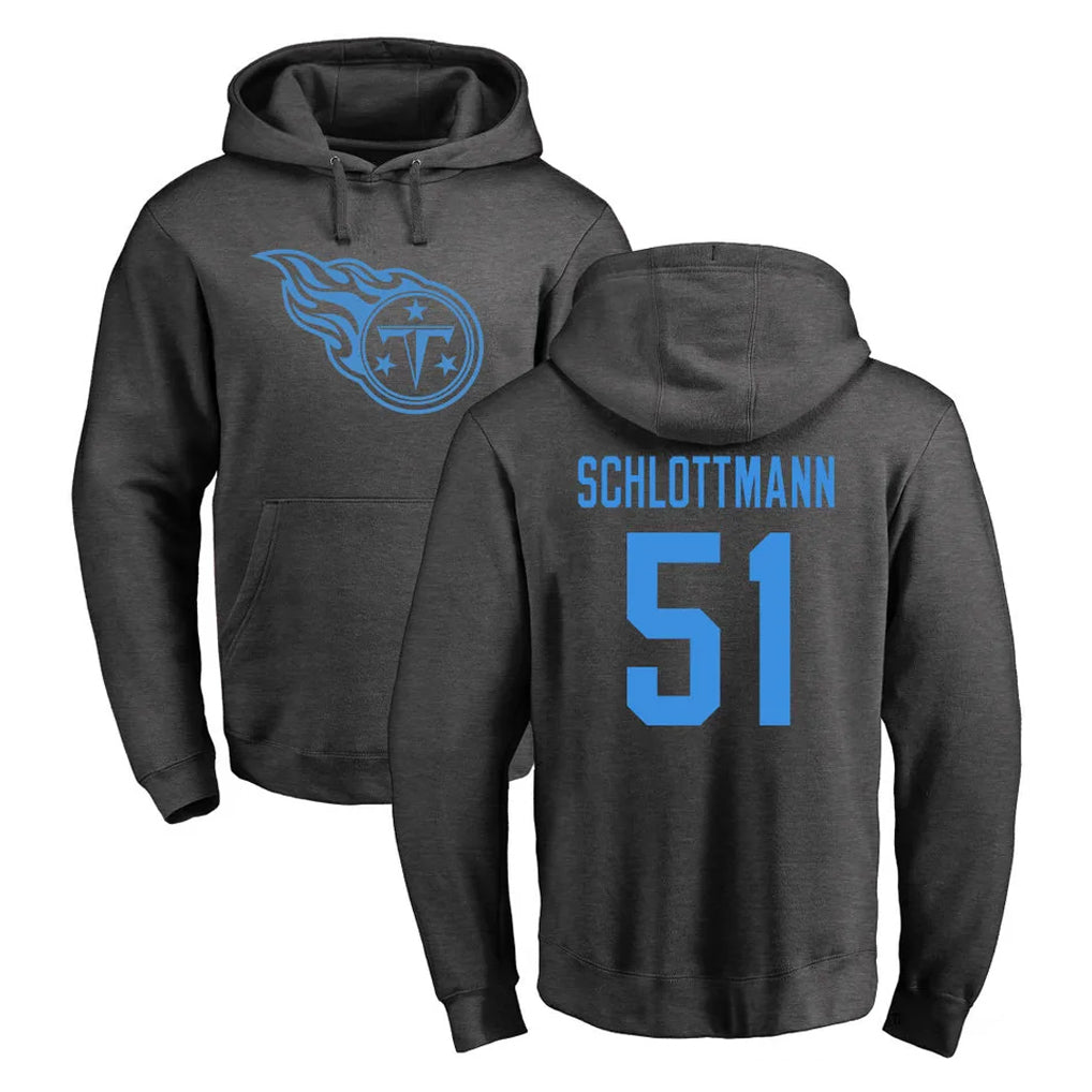 Kdoa T.Titans #51 Austin Schlottmann Player Ash One Color Pullover Hoodies Home Game Stitched Jerseys