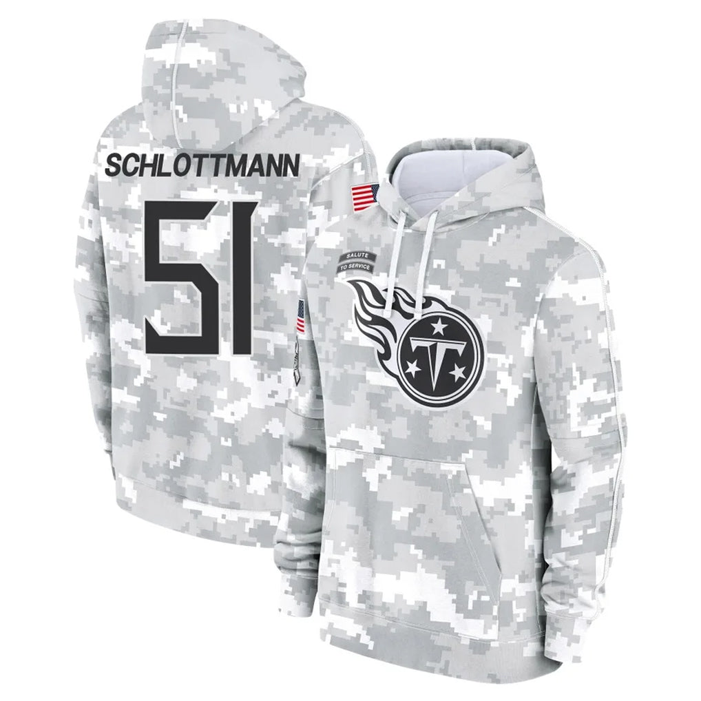 Kdoa T.Titans #51 Austin Schlottmann Player Camo Arctic Salute to Service Pullover Hoodies Home Game Stitched Jerseys