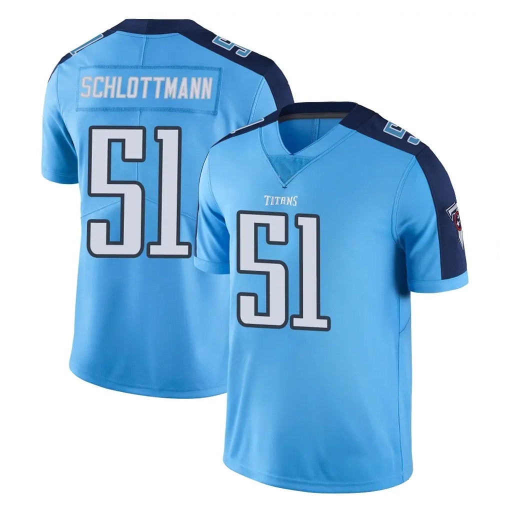 Kdoa T.Titans #51 Austin Schlottmann Player Light Blue Limited Color Rush Home Game Stitched Jerseys