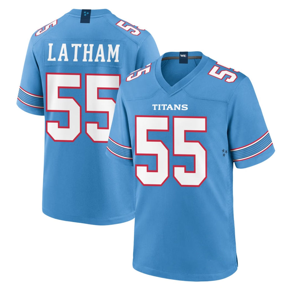 Kdoa T.Titans #55 JC Latham Player Light Blue 2026 Game Home Stitched Jerseys