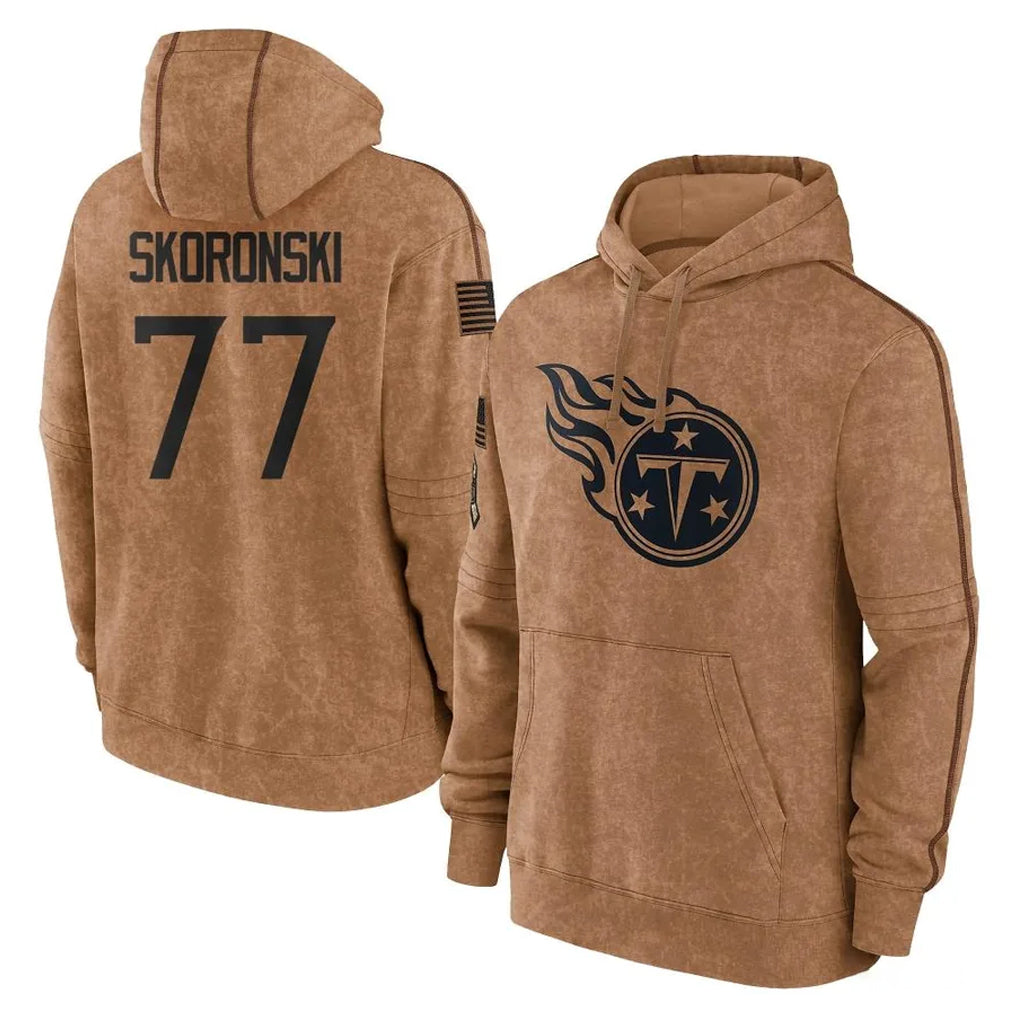 Kdoa T.Titans #77 Peter Skoronski Player Brown Salute To Service Club Pullover Hoodies Home Game Stitched Jerseys