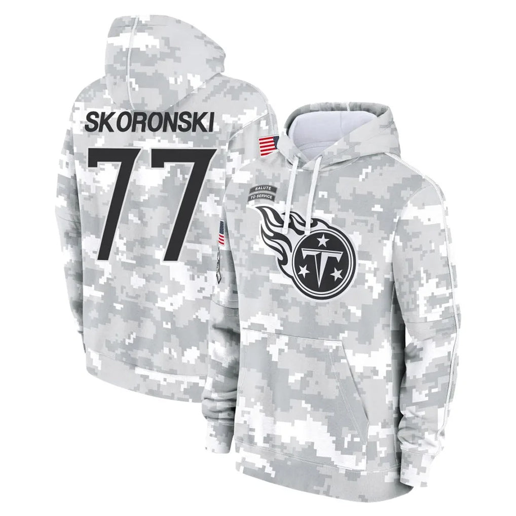 Kdoa T.Titans #77 Peter Skoronski Player Camo Arctic Salute to Service Pullover Hoodies Home Game Stitched Jerseys