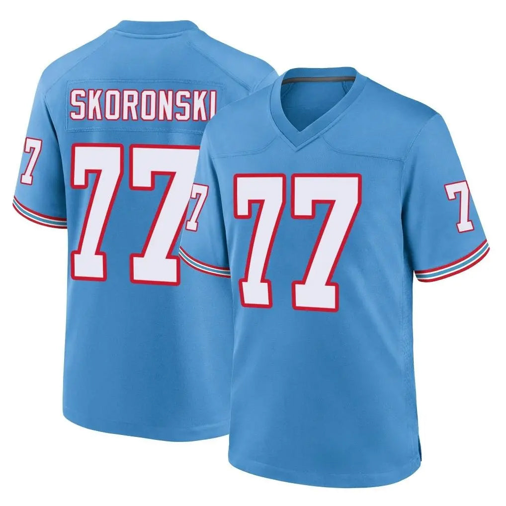 Kdoa T.Titans #77 Peter Skoronski Player Light Blue Oilers Throwback Home Game Stitched Jerseys