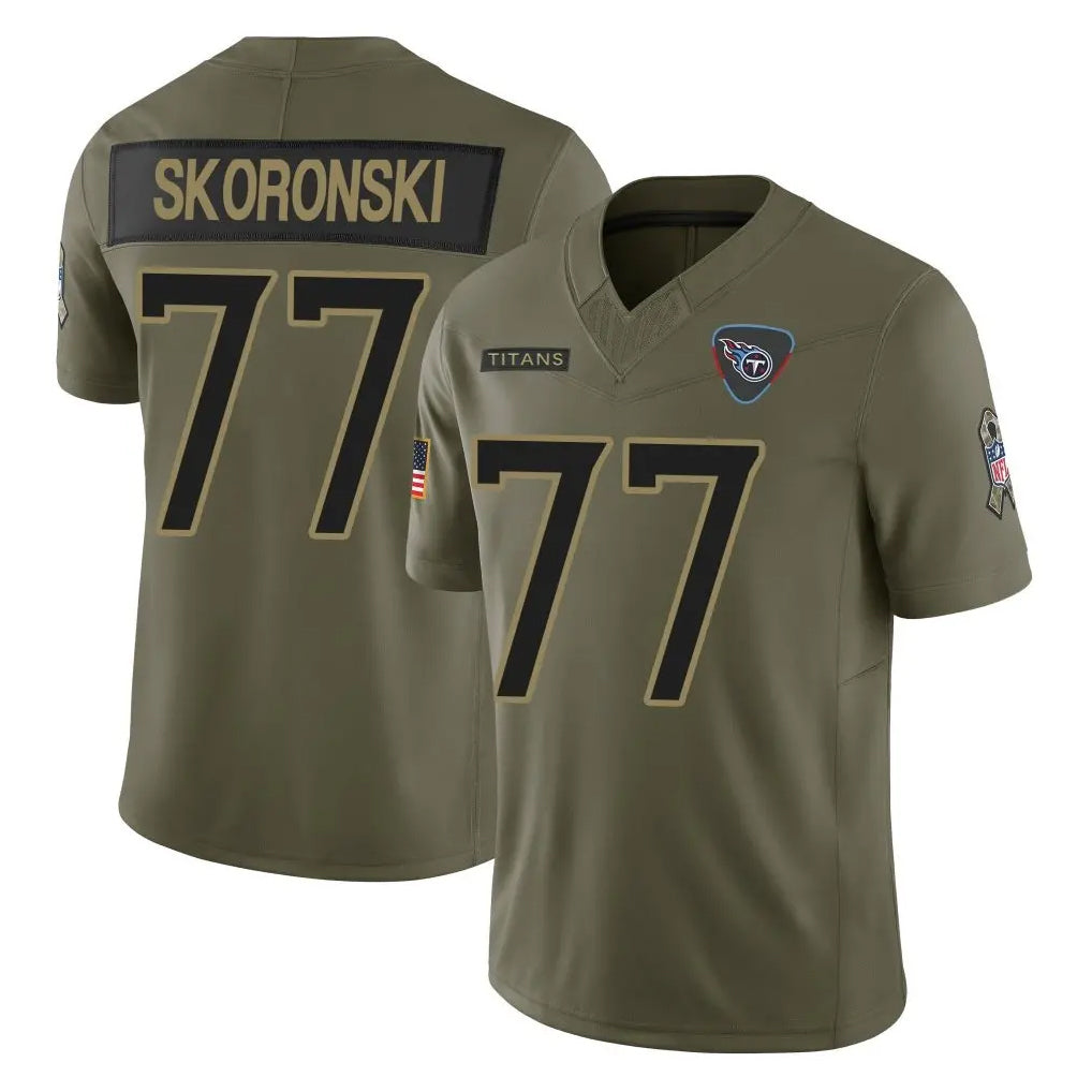 Kdoa T.Titans #77 Peter Skoronski Player Olive Limited 2025 Salute to Service Home Game Stitched Jerseys