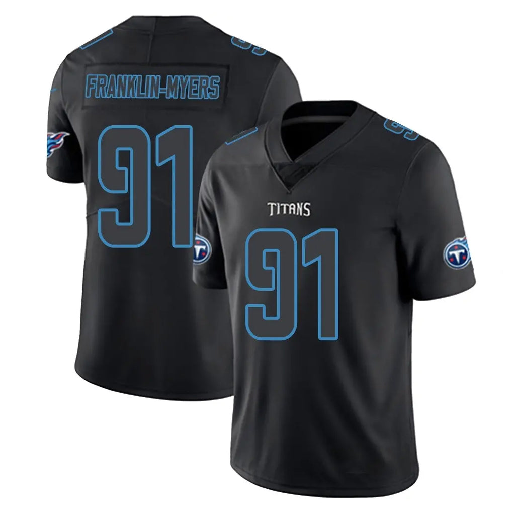 Kdoa T.Titans #91 John Franklin-Myers Player Black Impact Limited Home Game Stitched Jerseys