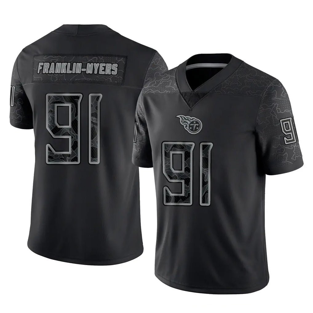 Kdoa T.Titans #91 John Franklin-Myers Player Black Limited Reflective Home Game Stitched Jerseys