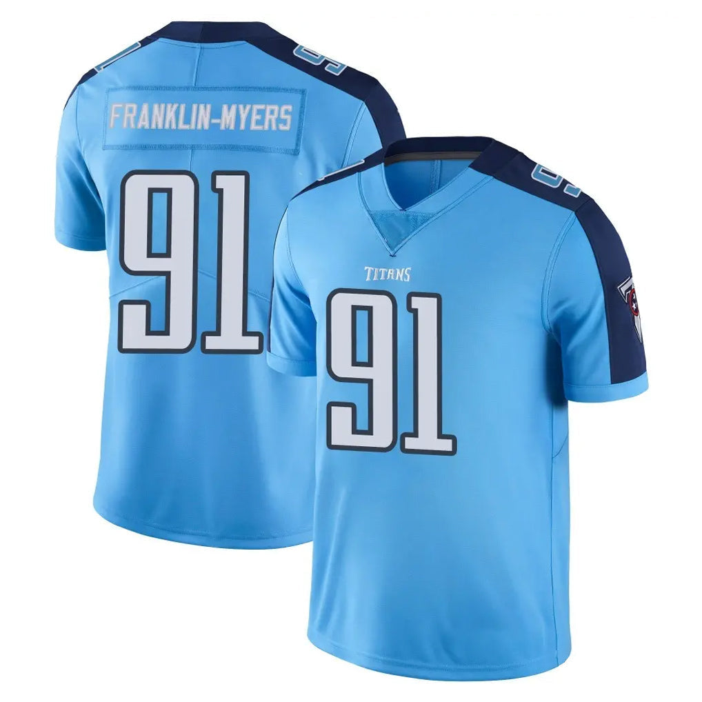 Kdoa T.Titans #91 John Franklin-Myers Player Light Blue Limited Color Rush Home Game Stitched Jerseys