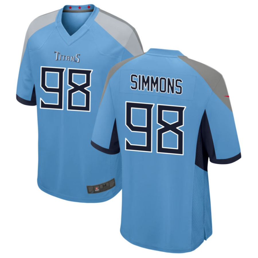 Kdoa T.Titans #98 Jeffery Simmons Light Blue Player Game American Stitched Jerseys