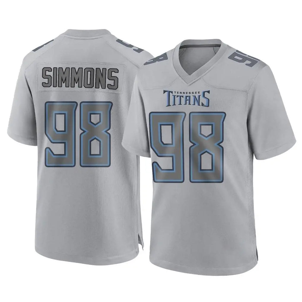 Kdoa T.Titans #98 Jeffery Simmons Player Gray Atmosphere Fashion Home Game Stitched Jerseys