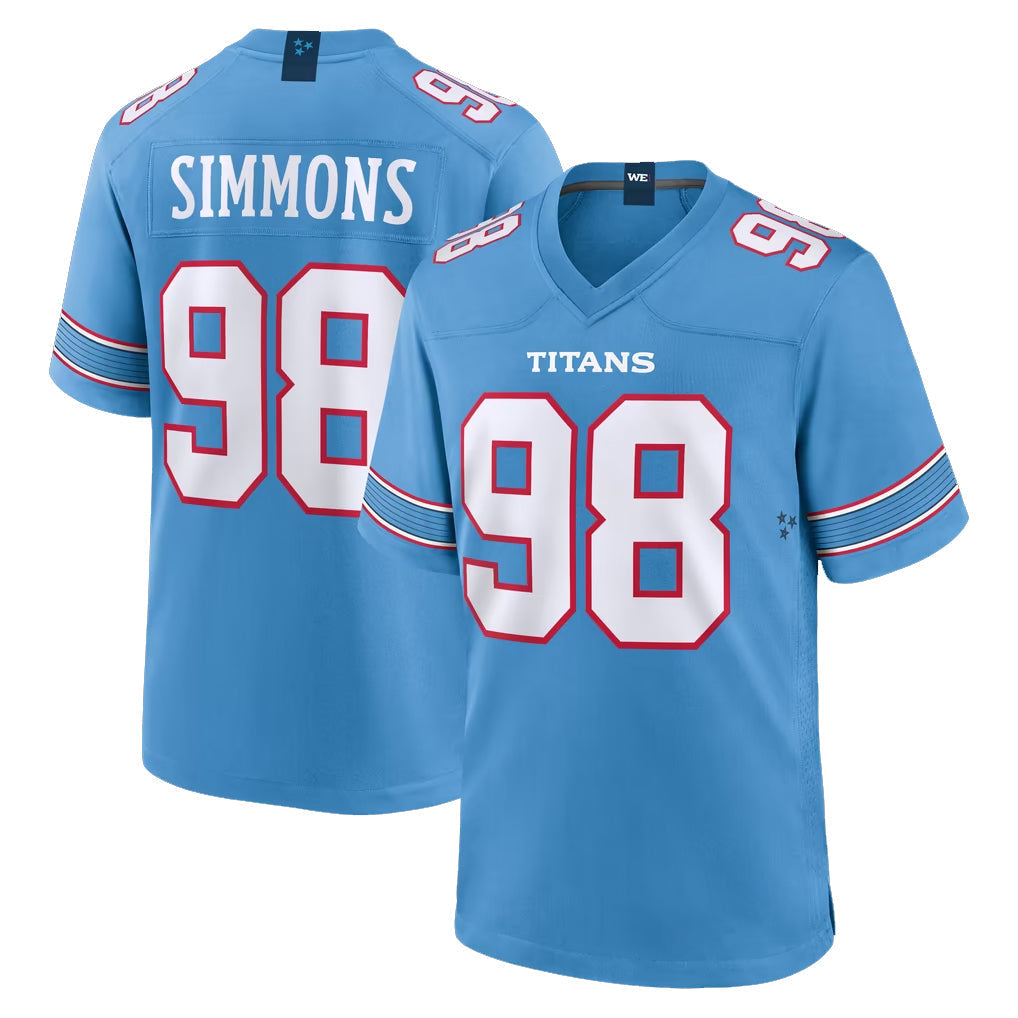 Kdoa T.Titans #98 Jeffery Simmons Player Light Blue 2026 Game Home Stitched Jerseys