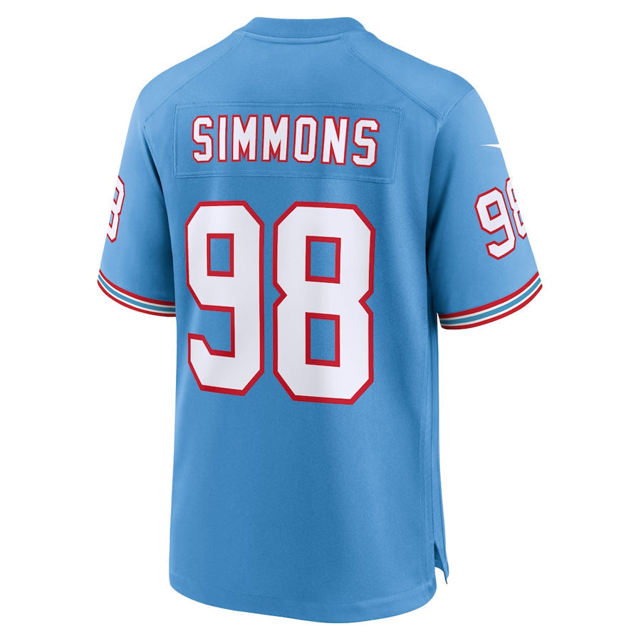 Kdoa T.Titans #98 Jeffery Simmons Player Light Blue Throwback Alternate Game Stitched Jerseys