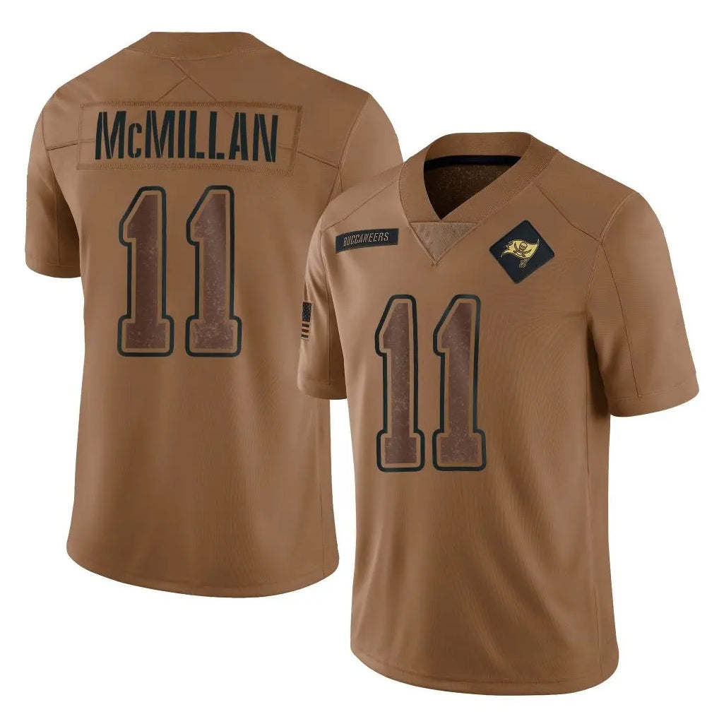 Kdoa TB.Buccaneers #11 Jalen McMillan Player Brown Limited Salute To Service Home Game Stitched Jerseys