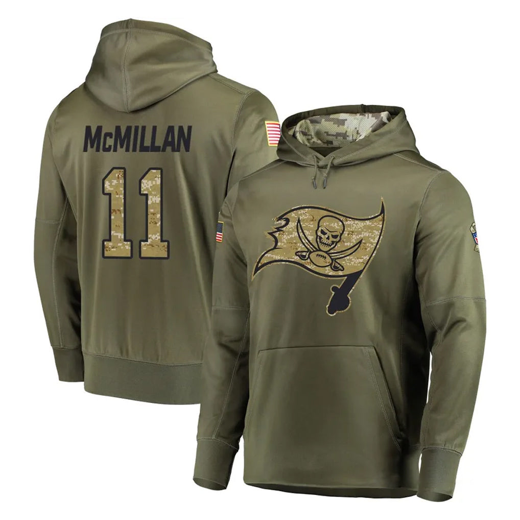 Kdoa TB.Buccaneers #11 Jalen McMillan Player Olive Salute to Service Pullover Hoodie Home Game Stitched Jerseys