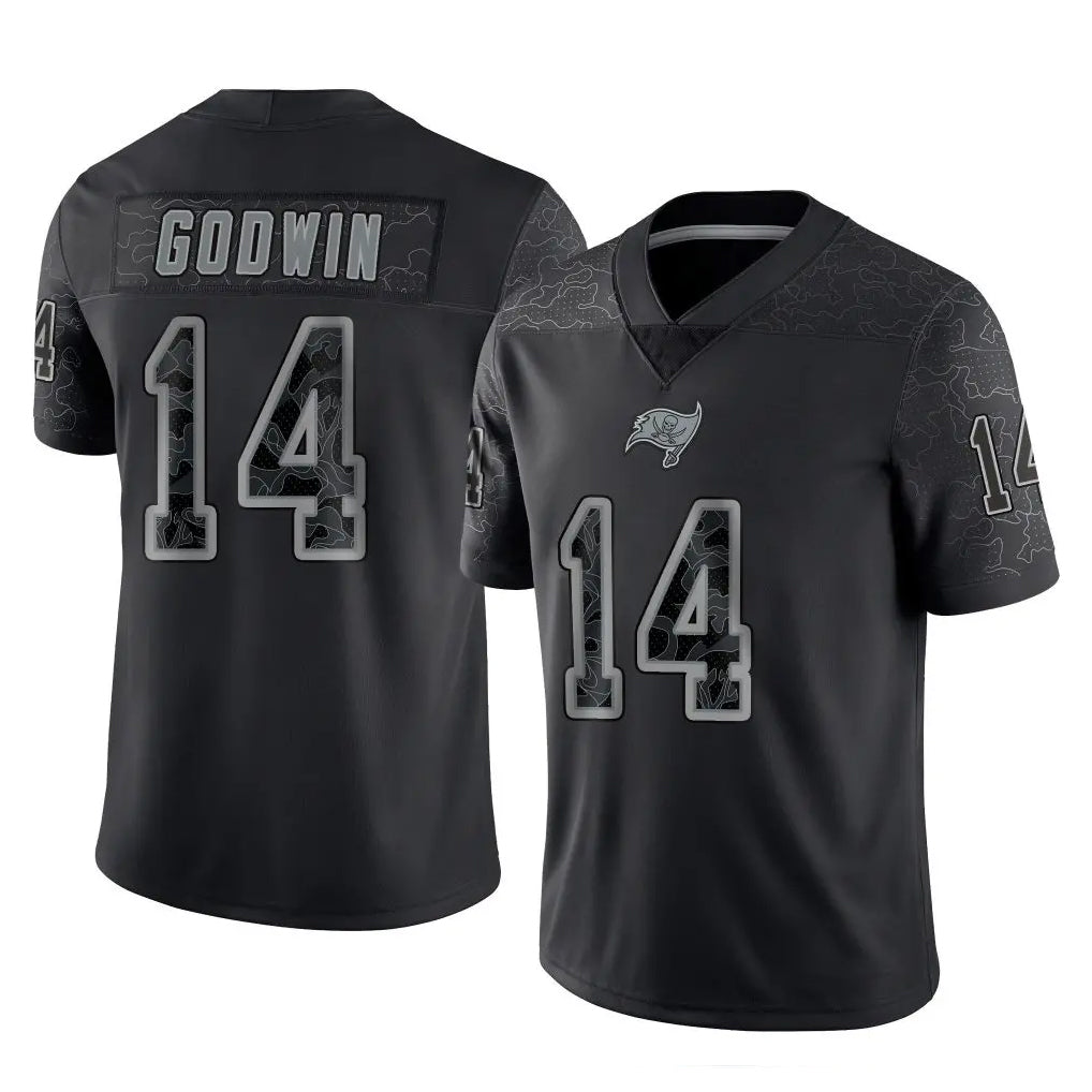 Kdoa TB.Buccaneers #14 Chris Godwin Jr. Player Black Reflective Limited Home Game Stitched Jerseys