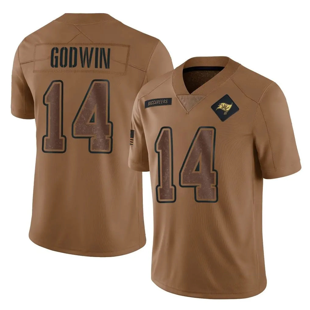 Kdoa TB.Buccaneers #14 Chris Godwin Jr. Player Brown Limited Salute To Service Home Game Stitched Jerseys