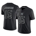 Kdoa TB.Buccaneers #15 Tez Johnson Player Black Reflective Limited Home Game Stitched Jerseys