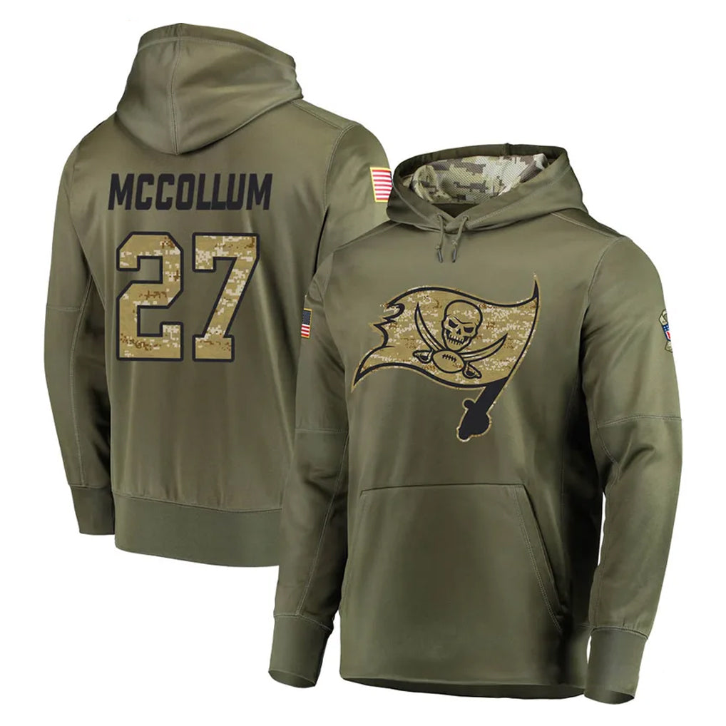 Kdoa TB.Buccaneers #27 Zyon McCollum Player Olive Salute to Service Pullover Hoodie Home Game Stitched Jerseys