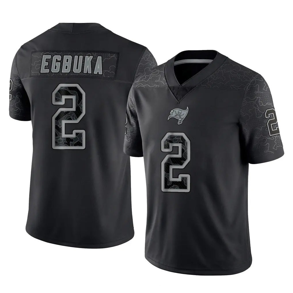 Kdoa TB.Buccaneers #2 Emeka Egbuka Player Black Reflective Limited Home Game Stitched Jerseys