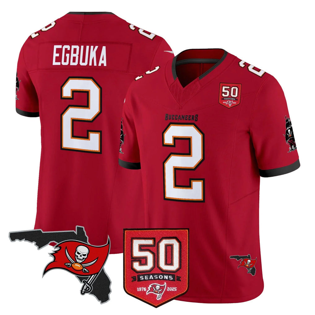 Kdoa TB.Buccaneers #2 Emeka Egbuka Player Red Limited 2026 Season Vapor F.U.S.E. Home Game Stitched Jerseys
