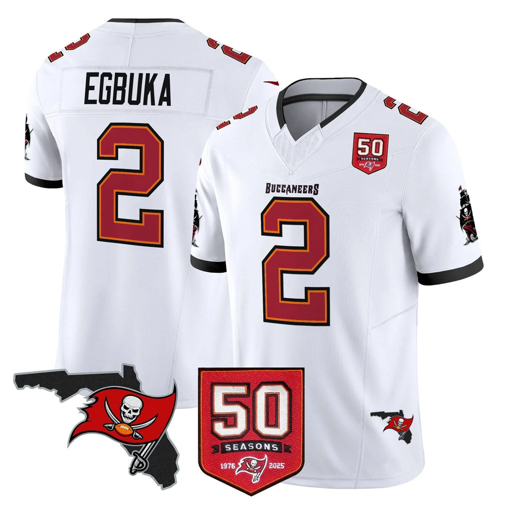 Kdoa TB.Buccaneers #2 Emeka Egbuka Player White Limited 2026 Season Vapor F.U.S.E. Home Game Stitched Jerseys