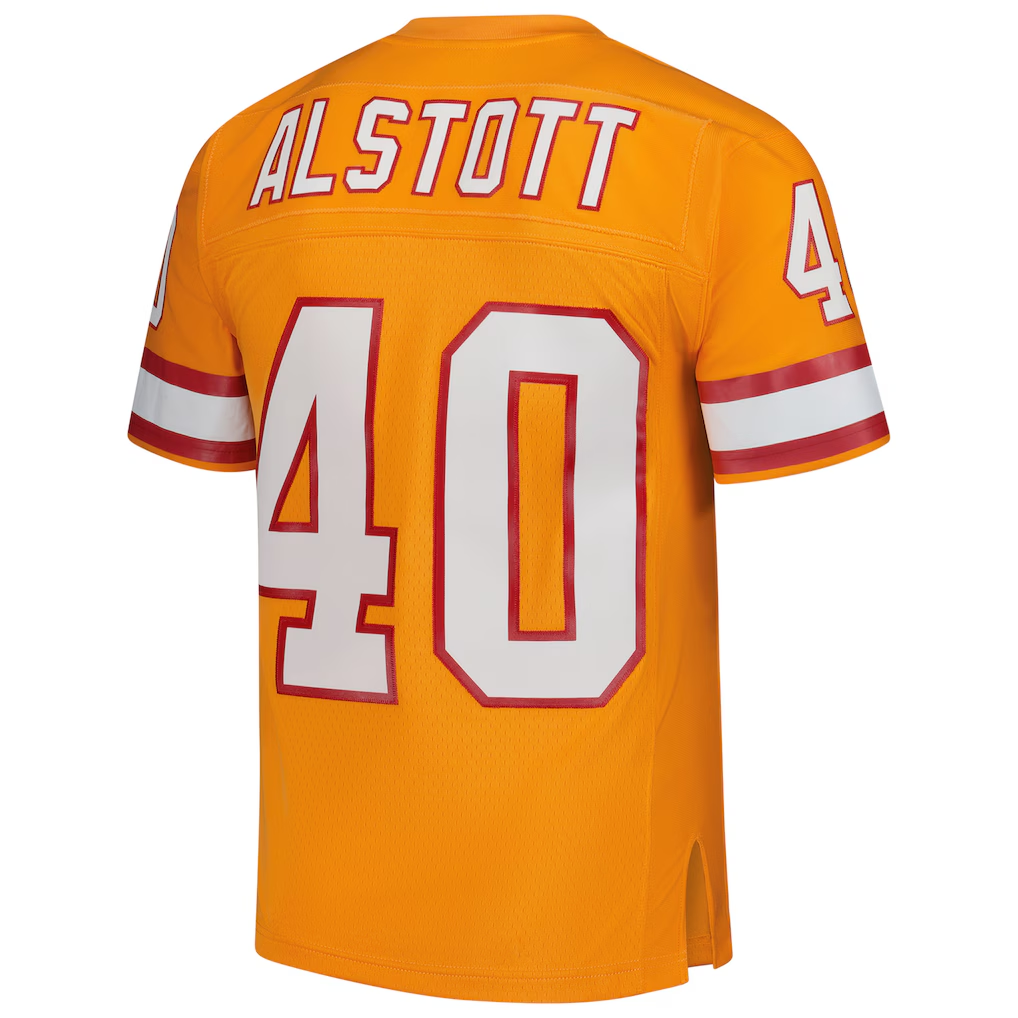 Kdoa TB.Buccaneers #40 Mike Alstott Mitchell & Ness Orange Legacy Replica Stitched Puhic Jersey
