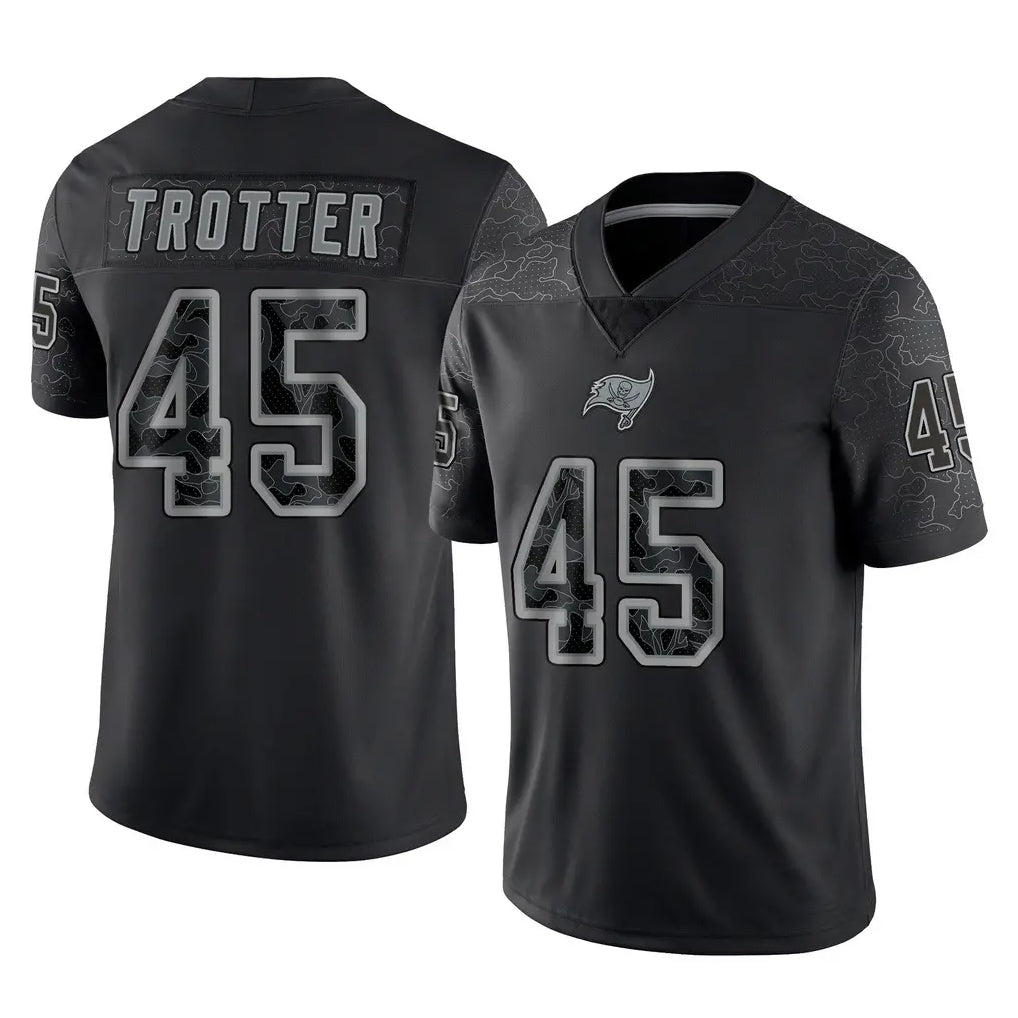Kdoa TB.Buccaneers #45 Josiah Trotter Player Black Reflective Limited Home Game Stitched Jerseys