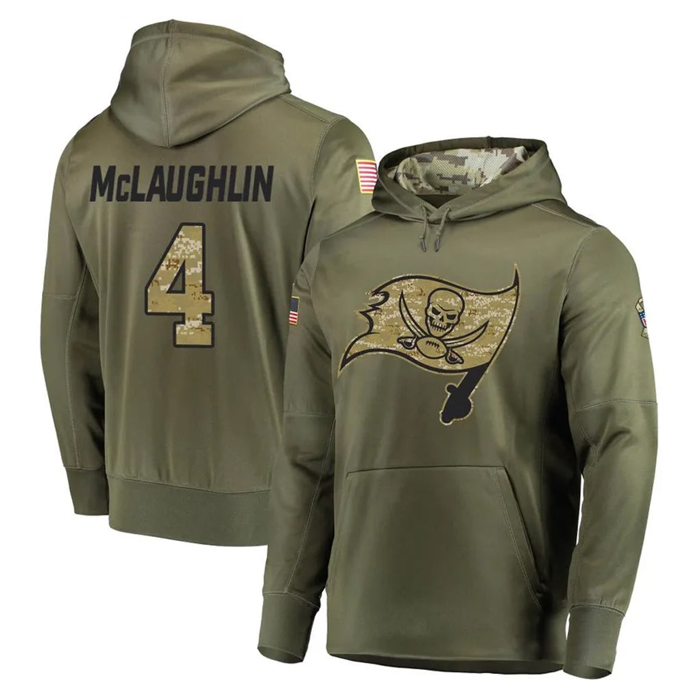 Kdoa TB.Buccaneers #4 Chase McLaughlin Player Olive Salute to Service Pullover Hoodie Home Game Stitched Jerseys