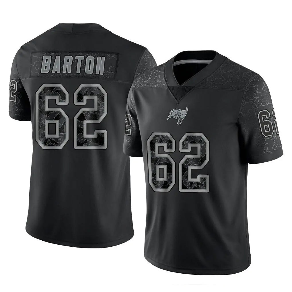 Kdoa TB.Buccaneers #62 Graham Barton Player Black Reflective Limited Home Game Stitched Jerseys