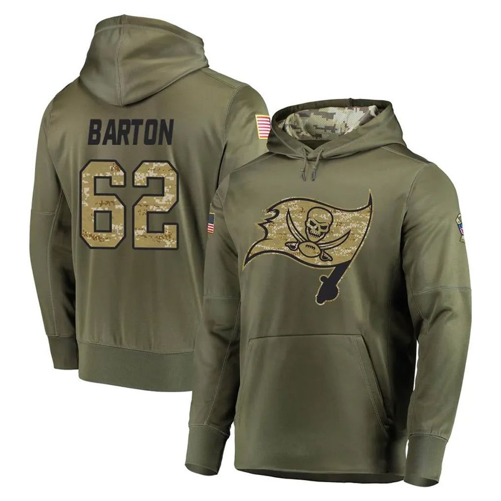 Kdoa TB.Buccaneers #62 Graham Barton Player Olive Salute to Service Pullover Hoodie Home Game Stitched Jerseys