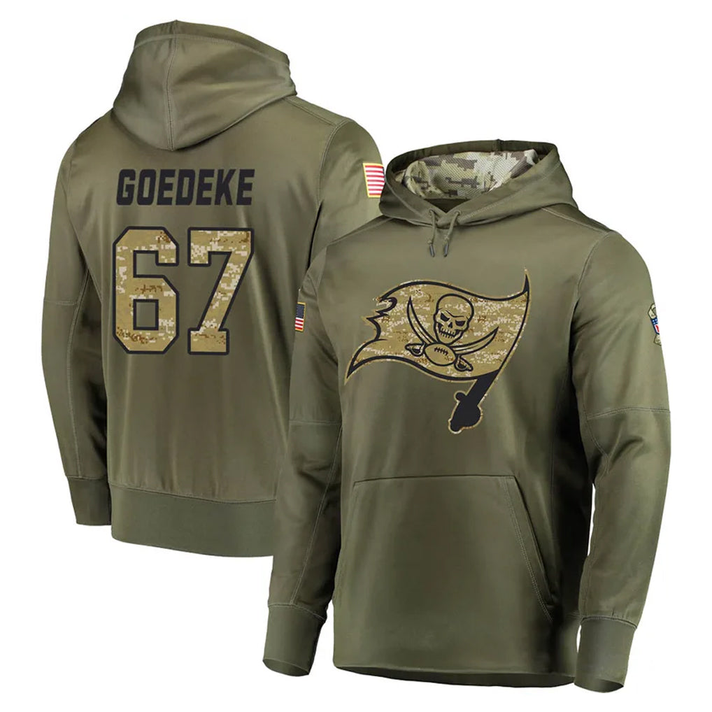 Kdoa TB.Buccaneers #67 Luke Goedeke Player Olive Salute to Service Pullover Hoodie Home Game Stitched Jerseys