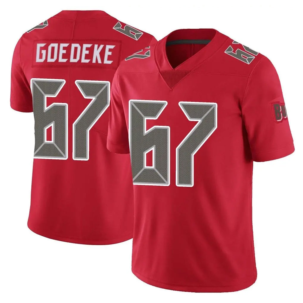 Kdoa TB.Buccaneers #67 Luke Goedeke Player Red Limited Color Rush Home Game Stitched Jerseys