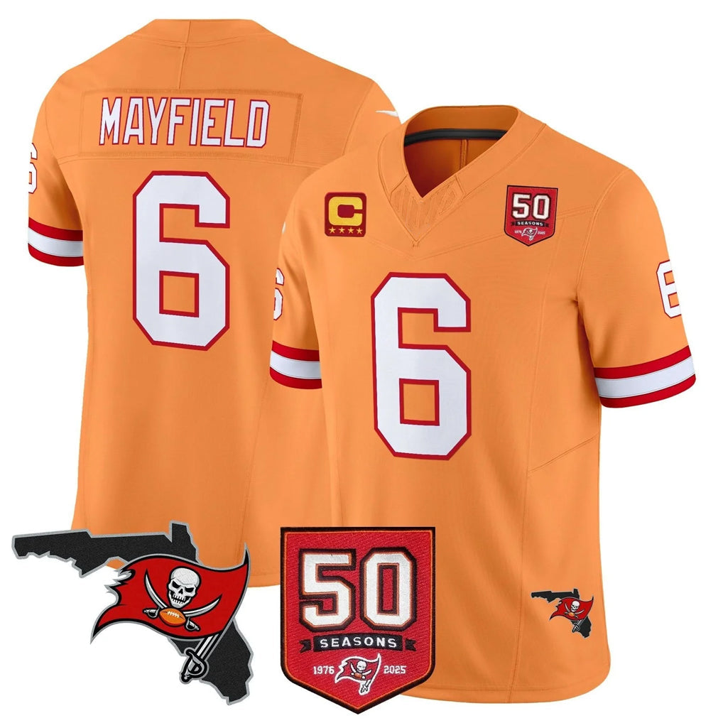 Kdoa TB.Buccaneers #6 Baker Mayfield Player Orange 50th Season Vapor Limited Home Game Stitched Jerseys