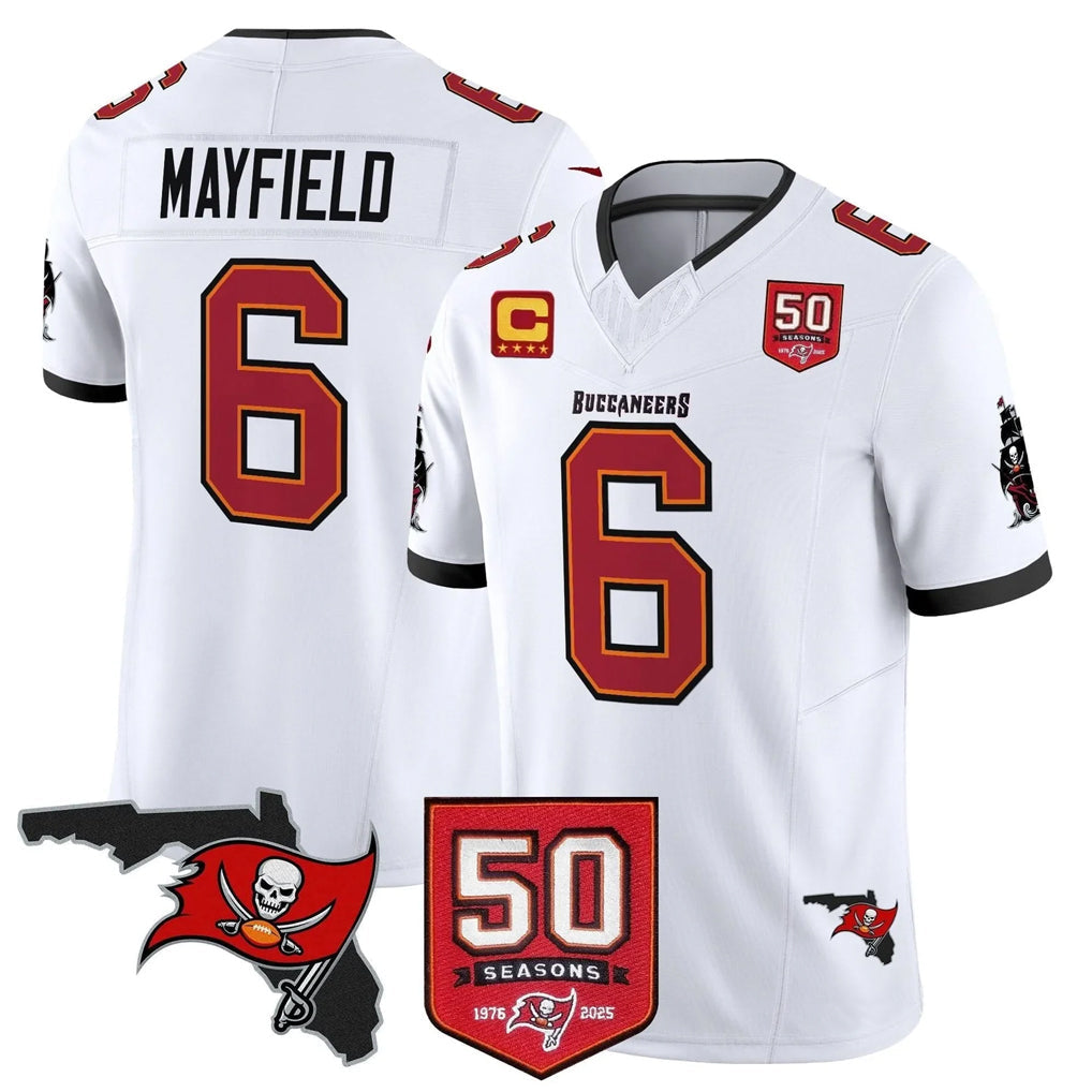 Kdoa TB.Buccaneers #6 Baker Mayfield Player White 50th Season Vapor Limited Home Game Stitched Jerseys