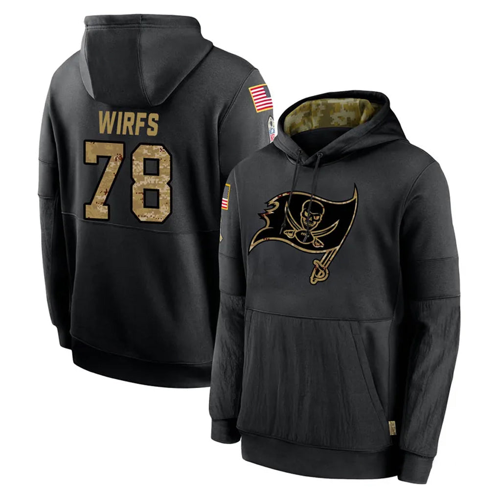 Kdoa TB.Buccaneers #78 Tristan Wirfs Player Black Salute to Service Sideline Performance Pullover Hoodies Home Game Stitched Jerseys