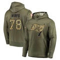 Kdoa TB.Buccaneers #78 Tristan Wirfs Player Olive Salute to Service Pullover Hoodie Home Game Stitched Jerseys