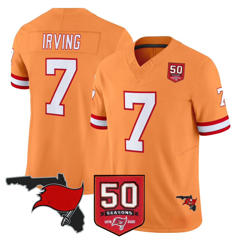 Kdoa TB.Buccaneers #7 Bucky Irving Player Orange 50th Season Vapor Limited Home Game Stitched Jerseys