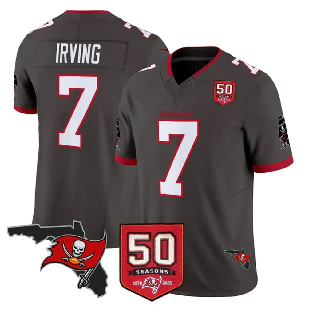 Kdoa TB.Buccaneers #7 Bucky Irving Player Pewter 50th Season Vapor Limited Home Game Stitched Jerseys