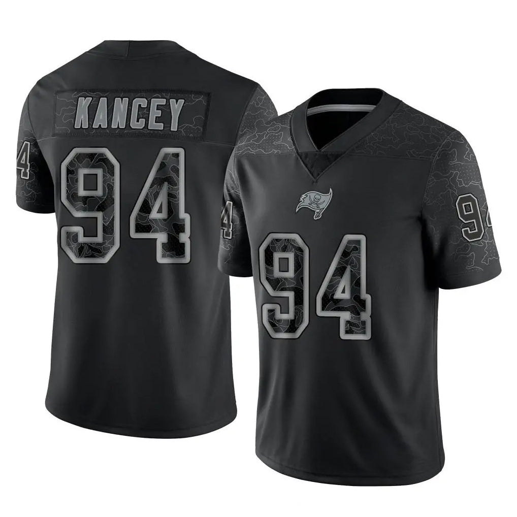 Kdoa TB.Buccaneers #94 Calijah Kancey Player Black Reflective Limited Home Game Stitched Jerseys