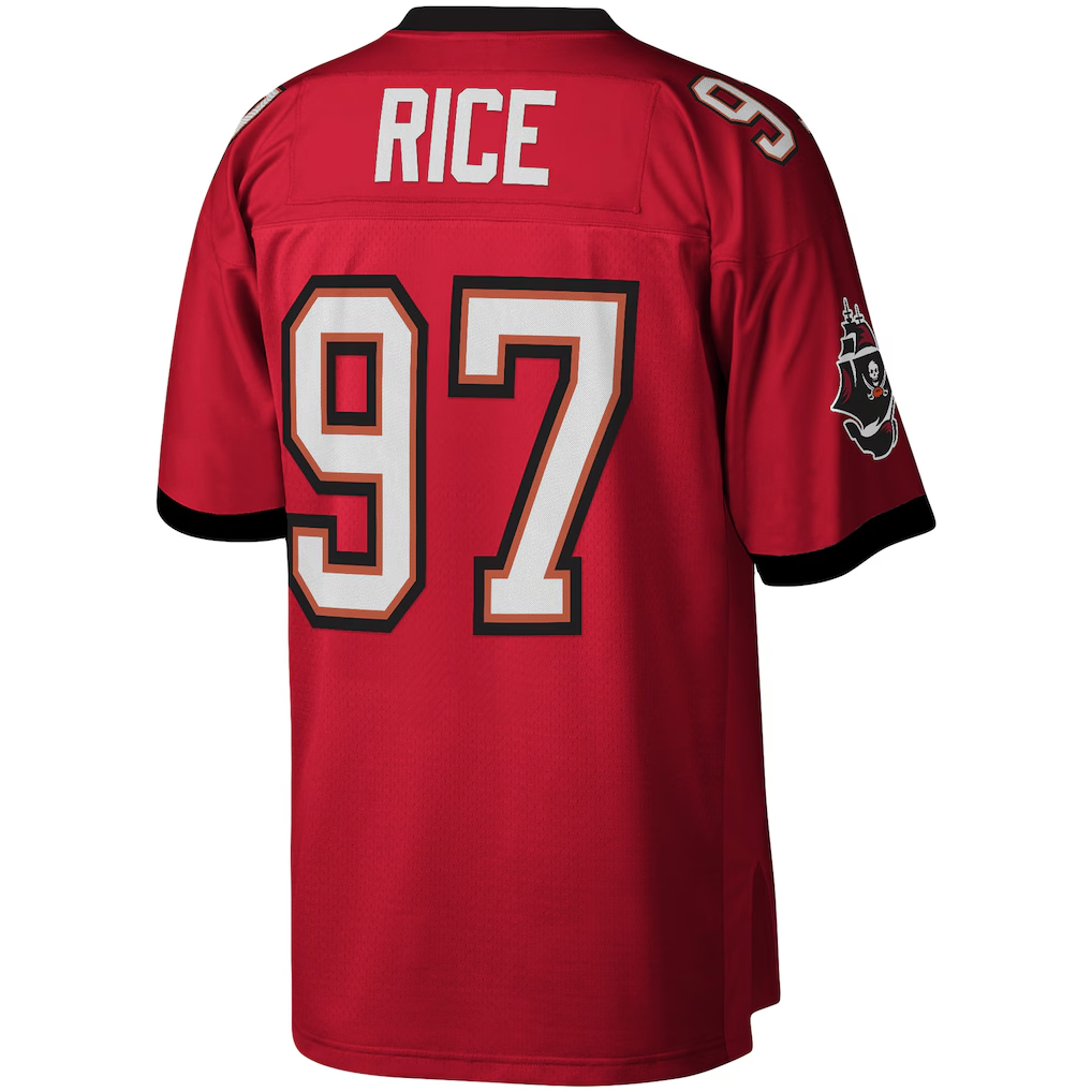 Kdoa TB.Buccaneers #97 Simeon Rice Mitchell & Ness Red Legacy Replica Stitched Puhic Jersey