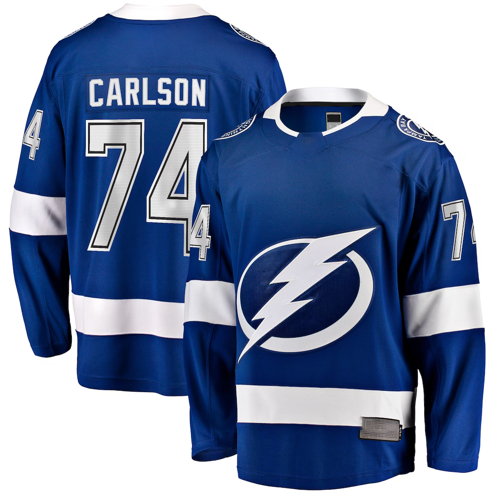 Kdoa TB.Lightning #74 John Carlson Blue Home Breakaway Jerseys