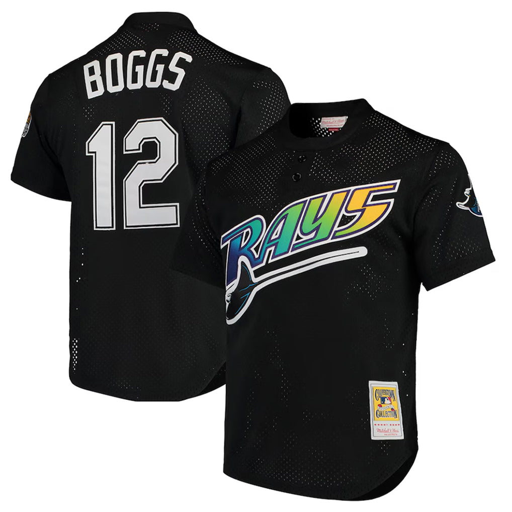 Kdoa TB.Rays #12 Wade Boggs Player Black Mitchell & Ness Cooperstown Replica Stitched Jerseys