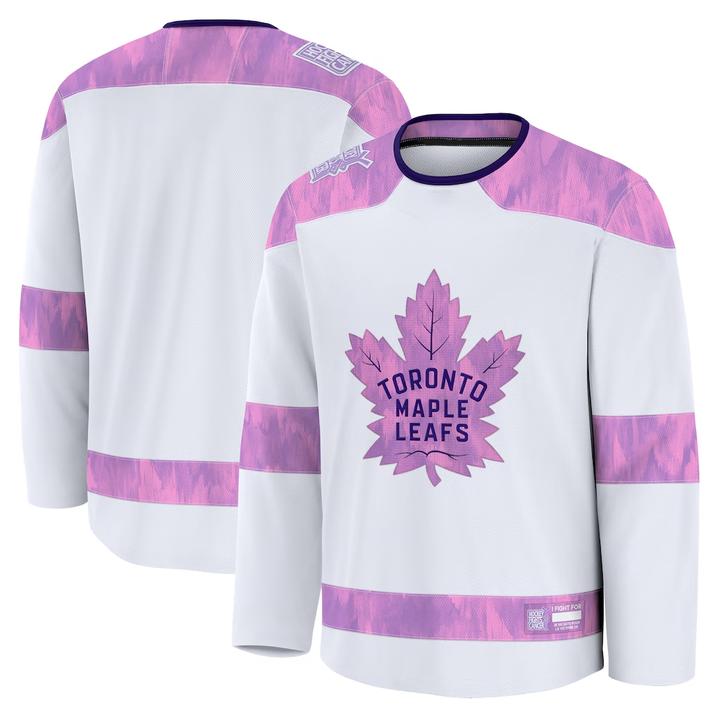 Kdoa T.Maple Leafs White 2024 Hockey Fights Cancer Practice Jerseys
